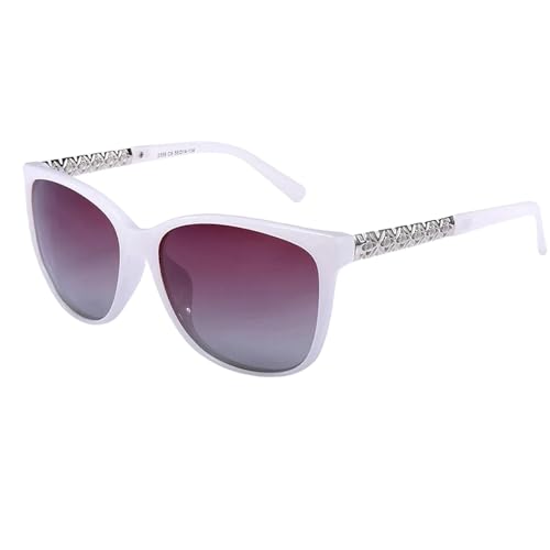 YTLBFDZE Damen Sonnenbrillen Polarisierte Damensonnenbrille Mit Memory Frame Und 400-Fachem Uv-Schutz-2359-Weiß Schwarz von YTLBFDZE