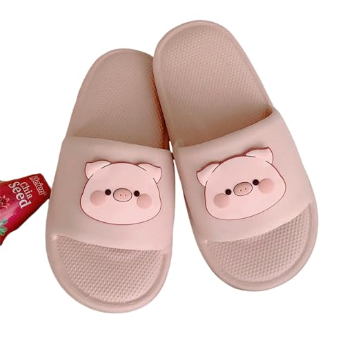 YTLBFDZE Strandpantoletten Piggy Soft Sohle Damen Pantoffers Badezimmer Strand In Hallensandalen Sommerpaar Schuhe-Rosa-36-37 von YTLBFDZE