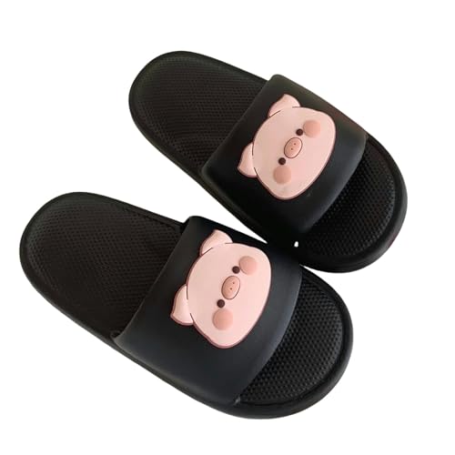 YTLBFDZE Strandpantoletten Piggy Soft Sohle Damen Pantoffers Badezimmer Strand In Hallensandalen Sommerpaar Schuhe-Schwarz-38-39 von YTLBFDZE