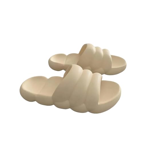 YTLBFDZE Strandpantoletten Soft Cloud Slipper Damen Sommer Im Freien Hausschuhe Heimatbad Anti-Schlupf-Schuhe Freizeitflip Flops-Beige-38-39 (23,5-24 Cm) von YTLBFDZE