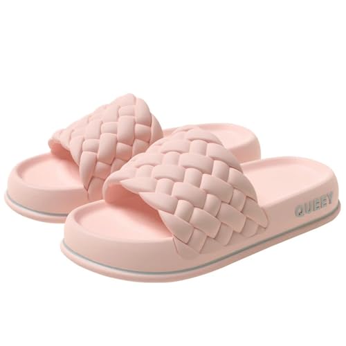 YTLBFDZE Strandpantoletten Summer Damen Dick-Soled Pantoffers Strand Pantoffeln Badezimmer Nicht-Rutschfeste Sandalen Frauen-Wolkenschuhe-Hell-Pink-36-37 von YTLBFDZE