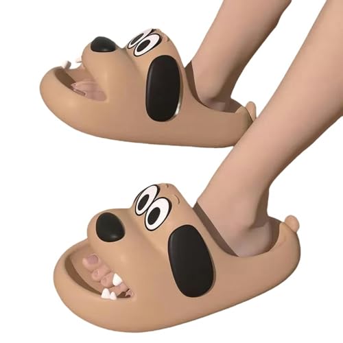 YTLOUNAZ Sommer Badeschlappen Cartoon Dog Outdoor Hausschuhe Dicke Soled Non Slip Slides Badezimmer Innensommer Comfy Schuhe Familie Sandalen Kinder Kinder-Schokolade-36-37 (Fit35-36) von YTLOUNAZ