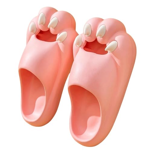 YTLOUNAZ Sommer Badeschlappen Lustige Pfotenschuppen Sommerpaar-Männer Frauen Frauen Nicht Rutschfeste Rutschen Im Freien Seabeach Lässig Sandalen Männliche Hausflip Flops-Rosa-42-43 von YTLOUNAZ