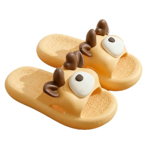 YTLOUNAZ Sommer Badeschlappen Süße Kuhschuhe Für Sommer -Cartoon -Form Frauen Rutschere Für Weiche Non -Slip -Badezimmer -Hausschuhe Für Männer-Gelb-42-43 (Fuß 260 Mm) von YTLOUNAZ