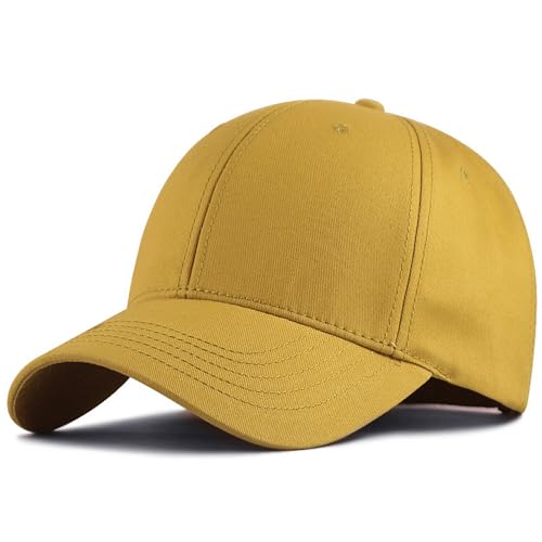 YTNKIV Oversize Big Head Hat XXL Unisex Baseball Cap Large Head Hat Unisex Sonnenhut Plus 23.6"-25.5" (60-65cm), Kurkuma, Einheitsgröße von YTNKIV