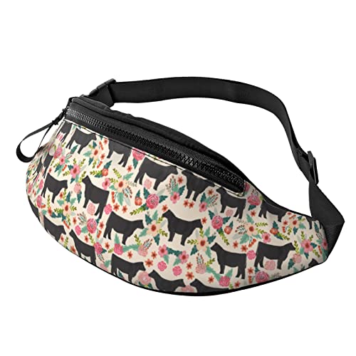 Bauchtasche für Damen und Herren, mit rosa Blumen, für Reisen, Yoga, Fitnessstudio, Outdoor, Workout, Sport, Reisen, Laufen, Schwarz , Einheitsgröße von YTORA