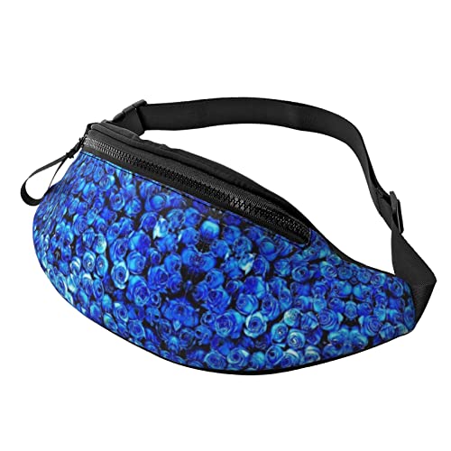 Gürteltasche mit blauen Rosen für Damen und Herren, Hüfttasche, für Reisen, Yoga, Fitnessstudio, für Outdoor, Workout, Sport, Reisen, Laufen, Schwarz , Einheitsgröße von YTORA