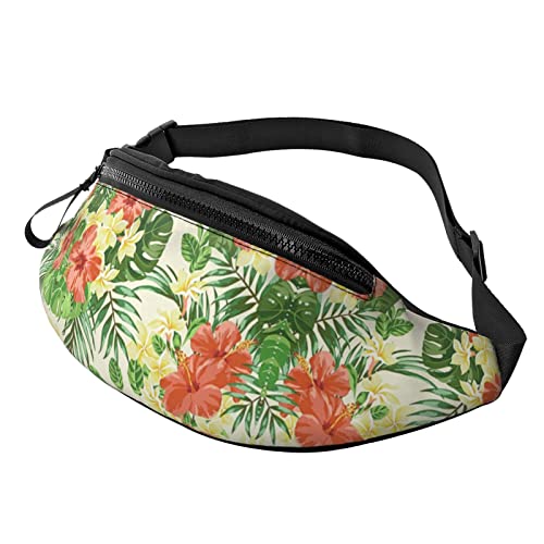 Hojas Tropicales Y Flores Hüfttasche für Damen und Herren, Hüfttasche, für Reisen, Yoga, Fitnessstudio, Outdoor, Workout, Sport, Reisen, Laufen, Schwarz , Einheitsgröße von YTORA