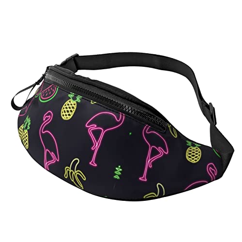 Hüfttasche mit Ananas-Bananen-Flamingo, für Damen und Herren, Hüfttasche, für Reisen, Yoga, Fitnessstudio, für Outdoor, Workout, Sport, Reisen, Laufen, Schwarz , Einheitsgröße von YTORA