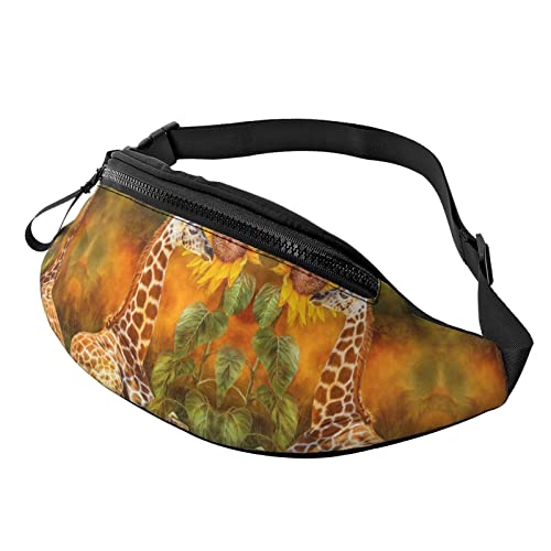 Hüfttasche mit Giraffe und Sonnenblume für Damen und Herren, Hüfttasche, Reisen, Yoga, Fitnessstudio, für Outdoor, Workout, Sport, Reisen, Laufen, Schwarz , Einheitsgröße von YTORA