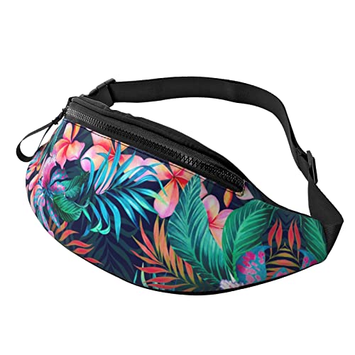 Hüfttasche mit tropischen Blumen für Damen und Herren, Hüfttasche, Reisen, Yoga, Fitnessstudio, für Outdoor, Workout, Sport, Reisen, Laufen, Schwarz , Einheitsgröße von YTORA