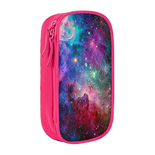 YTORA Bunte Galaxie-Federmäppchen, große Kapazität, Stifttasche, große Aufbewahrungstasche, langlebig, 3 Fächer, rose, Einheitsgröße, Taschen-Organizer von YTORA