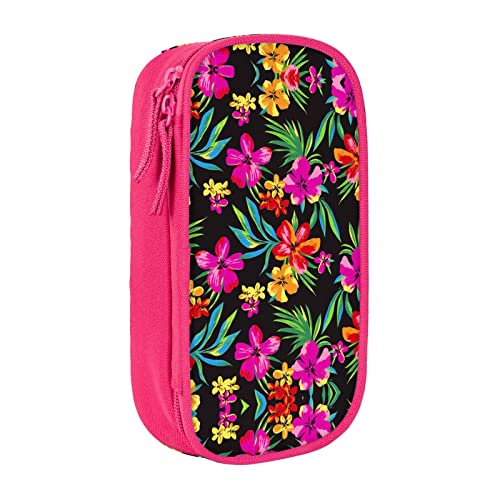 YTORA Federmäppchen, Motiv: Hawaii-Blume, großes Fassungsvermögen, Stifttasche, langlebig, 3 Fächer, rose, Einheitsgröße, Taschen-Organizer von YTORA