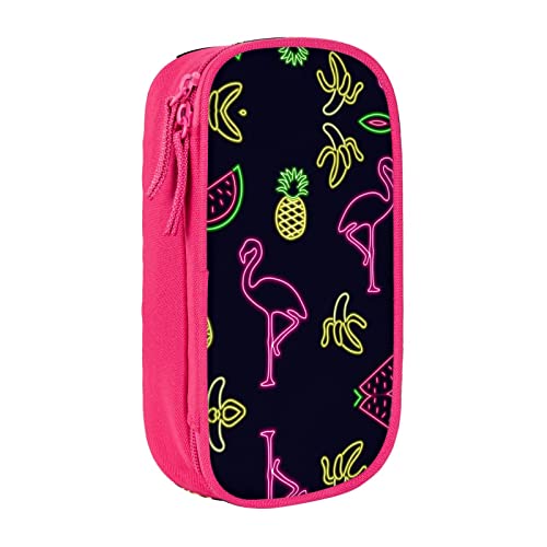 YTORA Federmäppchen mit Ananas-Bananen-Flamingo, großes Fassungsvermögen, Stifttasche, langlebig, 3 Fächer, rose, Einheitsgröße, Taschen-Organizer von YTORA