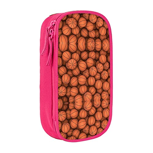 YTORA Federmäppchen mit Basketball-Design, große Kapazität, Stifttasche, langlebig, 3 Fächer, Orange, rose, Einheitsgröße, Taschen-Organizer von YTORA