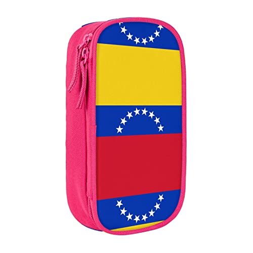 YTORA Federmäppchen mit Flagge von Venezuela, großes Fassungsvermögen, Stifttasche, langlebig, 3 Fächer, rose, Einheitsgröße, Taschen-Organizer von YTORA