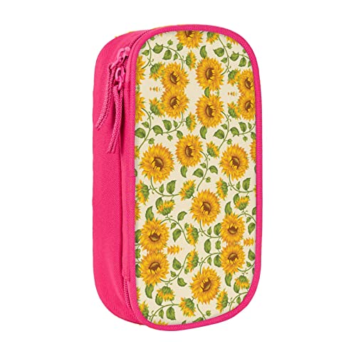 YTORA Federmäppchen mit Sonnenblumen-Motiv, große Kapazität, Stifttasche, langlebig, 3 Fächer, rose, Einheitsgröße, Taschen-Organizer von YTORA