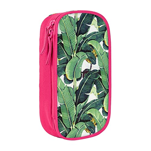 YTORA Federmäppchen mit tropischen Bananenpalmenblättern, große Kapazität, Stifttasche, langlebig, 3 Fächer, rose, Einheitsgröße, Taschen-Organizer von YTORA