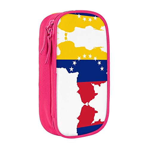 YTORA Federmappe mit venezuela-Flagge, großes Fassungsvermögen, Stifttasche, langlebig, 3 Fächer, rose, Einheitsgröße, Taschen-Organizer von YTORA