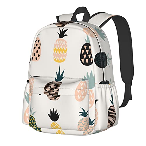 YTORA Großer College-Rucksack mit Ananas-Motiv, lässiger Büchertasche, Laptop-Rucksack, Computertasche, Reisetagesrucksack für Mädchen und Jungen, Schwarz , Einheitsgröße von YTORA