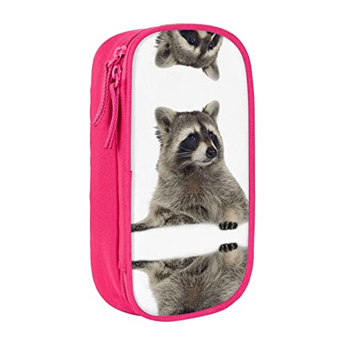 YTORA Hairy Raccoon Federmäppchen, große Kapazität, Stifttasche, große Aufbewahrung, Stifttasche, langlebig, 3 Fächer, rose, Einheitsgröße, Taschen-Organizer von YTORA
