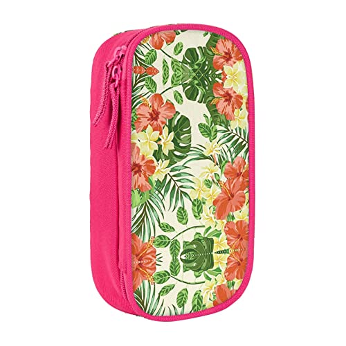 YTORA Hojas Tropicales Y Flores Federmäppchen, großes Fassungsvermögen, Stifttasche, langlebig, 3 Fächer, rose, Einheitsgröße, Taschen-Organizer von YTORA