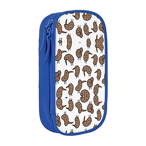 YTORA Kiwi Birds Federmäppchen, großes Fassungsvermögen, Stifttasche, langlebig, 3 Fächer, blau, Einheitsgröße, Taschen-Organizer von YTORA