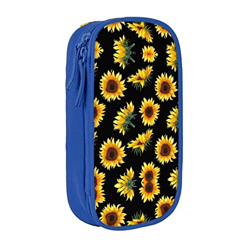 YTORA Love Paris Tower Federmäppchen, Herzform, Stifteetui, einfache Schreibwaren-Tasche, College-Organizer, Sonnenblumen-Blumen Pflanzen schwarz und gelb, Einheitsgröße, Taschen-Organizer von YTORA