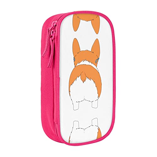 YTORA Lustiges Corgi Butt braunes Federmäppchen mit großem Fassungsvermögen, große Aufbewahrungstasche, langlebig, 3 Fächer, rose, Einheitsgröße, Taschen-Organizer von YTORA