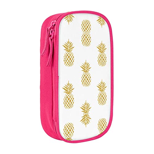 YTORA Stifteetui mit goldfarbenem Ananas-Hintergrund, große Kapazität, Stifttasche, langlebig, 3 Fächer, rose, Einheitsgröße, Taschen-Organizer von YTORA