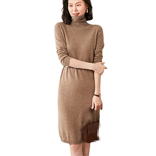 Winter Damen Kleid High Neck Ziege Kaschmir Strickkleider Damen Plus Längere Pullover Frauen Kleid, siehe abbildung, Mittel von YTR6RTW