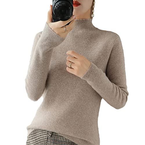 YTR6RTW Halber Rollkragen Kaschmir Pullover Damen Winter Kaschmir Pullover Stricken Weiblich Langarm Dicker Lose Pullover, camel, L von YTR6RTW