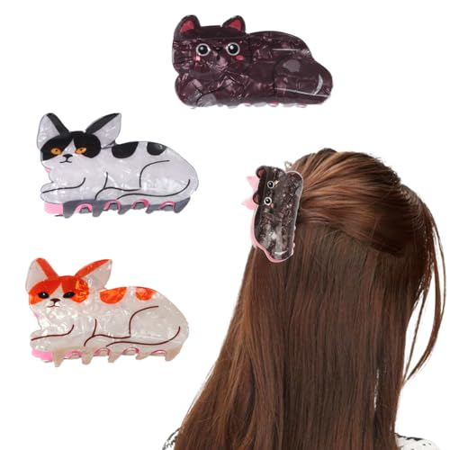 3 Stück Katzen-Haarspangen, niedliche Katzenkrallen-Clips, Katzen-Clips, kleine Tier-Krallen-Clips, Tier-Haarnadeln, Katzenhaarklammern für Damen, Haar-Accessoires von YTRUOYI
