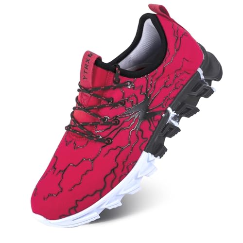 YTRXM Little/Big Boys Running Sneakers Lightweight Slip on Tennis Shoes, Rot/Ausflug, einfarbig (Getaway Solids), 10 Little Kid von YTRXM