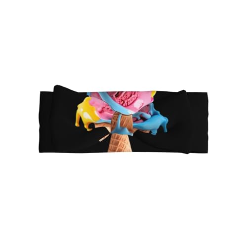 YTUOPWE Baby-Stirnband mit schmelzendem Regenbogen-Eiscreme-Bild – weiches, hautfreundliches und dehnbares Polyester-Stirnband für Kleinkinder von 0–6 Monaten von YTUOPWE