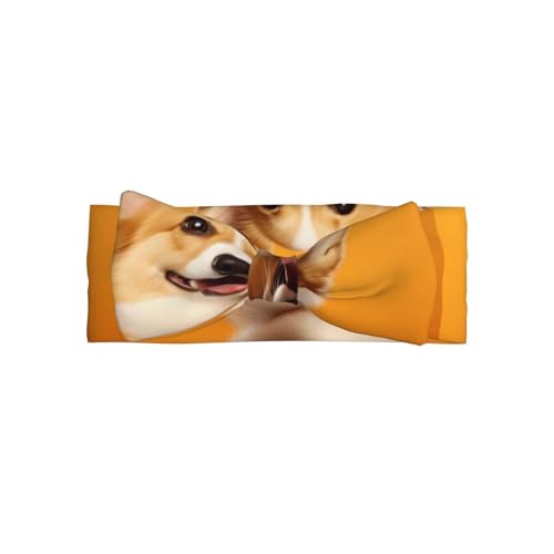 YTUOPWE Verschmitztes Corgi-Bild Baby Schleife Stirnband – weiches, hautfreundliches und dehnbares Polyester-Stirnband für Säuglinge von 0–6 Monaten von YTUOPWE