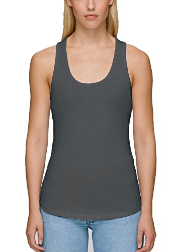 Damen Tank Top aus 100% Biobaumwolle mit Racerback, Ärmellos und tiefer Rundhalsausschnitt, Damen Top Bio, Top Shirt (S, Anthrazit) von YTWOO