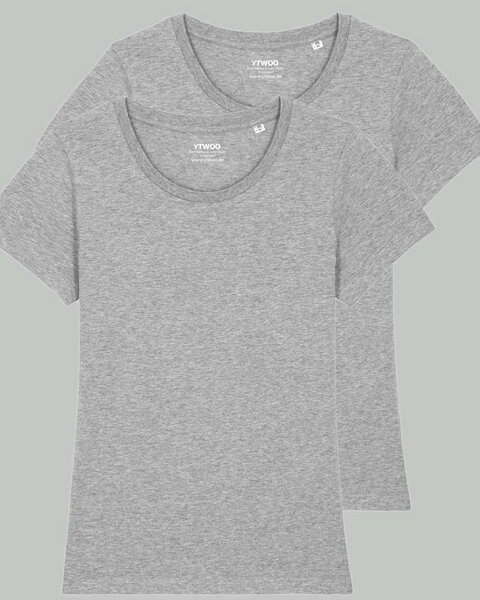 YTWOO 2er Pack Basic T-Shirt Damen, Bio-Baumwolle, drei Farben meliert von YTWOO