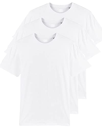 YTWOO 3er Herren Basic Premium Bio T-Shirt in Mehrfachpack, Schweres Männer T-Shirt aus Baumwolle (Bio) in 3er Pack. Heavy Bio Shirts in 3er Set (XL, Weiss) von YTWOO