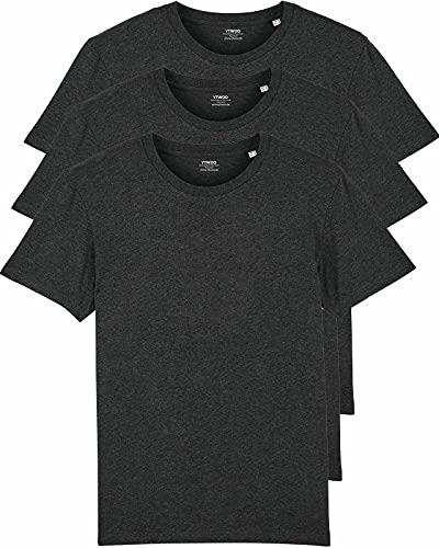 YTWOO 3er Pack Basic T-Shirts aus Bio-Baumwolle|Dunkelgrau L|Unisex Premium Baumwolle 180 g/qm Bio T-Shirts nachhaltig, fair produziert Organic Shirts Bio T-Shirts Damen Herren Rundhals T-Shirts von YTWOO