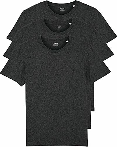 YTWOO 3er Pack Basic T-Shirts aus Bio-Baumwolle|Dunkelgrau M|Unisex Premium Baumwolle 180 g/qm Bio T-Shirts nachhaltig, fair produziert Organic Shirts Bio T-Shirts Damen Herren Rundhals T-Shirts von YTWOO