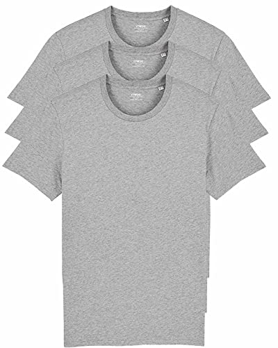 YTWOO 3er Pack Basic T-Shirts aus Bio-Baumwolle|Hellgrau 2XL|Unisex Premium Baumwolle 180 g/qm Bio T-Shirts nachhaltig fair produziert Organic Shirts Bio T-Shirts Damen Herren Rundhals T-Shirts von YTWOO