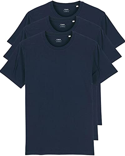 YTWOO 3er Pack Basic T-Shirts aus Bio-Baumwolle | Navyblau 2XL |Unisex Premium Baumwolle 180 g/qm Bio T-Shirts nachhaltig, fair produziert Organic Shirts Bio T-Shirts Damen Herren Rundhals T-Shirts von YTWOO