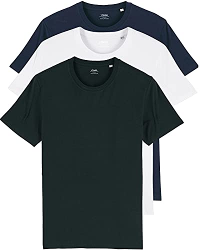 YTWOO 3er Pack Basic T-Shirts aus Bio-Baumwolle|WeißBlauSchwarz M|Unisex Premium Baumwolle 180 g/qm Bio T-Shirts nachhaltig fair produziert Organic Shirts Bio T-Shirts Damen Herren von YTWOO
