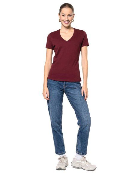 YTWOO Basic Damen T-Shirt mit V-Ausschnitt aus Bio-Baumwolle in Conversion von YTWOO