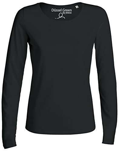 YTWOO Damen Langarmshirt aus Bio-Baumwolle, Bio Longsleeve in Farben Schwarz, Weiss, Navy, Blue Demin, Slub Heather Grey, Heather Grey (XL, Schwarz) von YTWOO