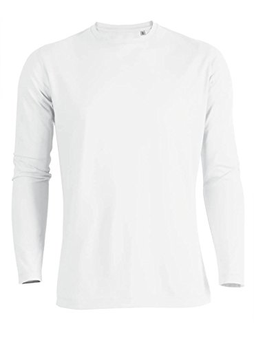 YTWOO Herren Langarmshirt (Longsleeve) Rundhals-Ausschnitt aus Bio-Baumwolle Schwarz bis XXL nachhaltige und Faire Mode Organic (L, Weiss) von YTWOO