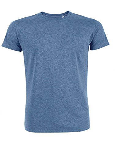 YTWOO Herren Rundhals Tshirt aus 100% Bio-Baumwolle- in diversen Farben Schwarz und Weiß bis 2XL - Organic (XL, Heather Blue) von YTWOO