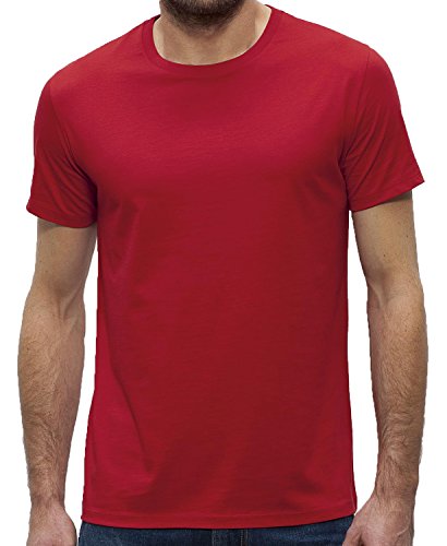 YTWOO Herren Rundhals Tshirt aus 100% Bio-Baumwolle- in diversen Farben Schwarz und Weiß bis 2XL - Organic (XL, Rot) von YTWOO