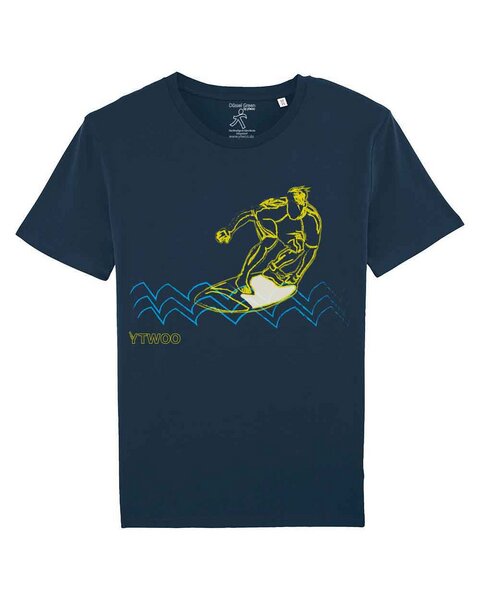 YTWOO Herren T-Shirt mit Wellenreiter, Surfer Bio Shirt von YTWOO